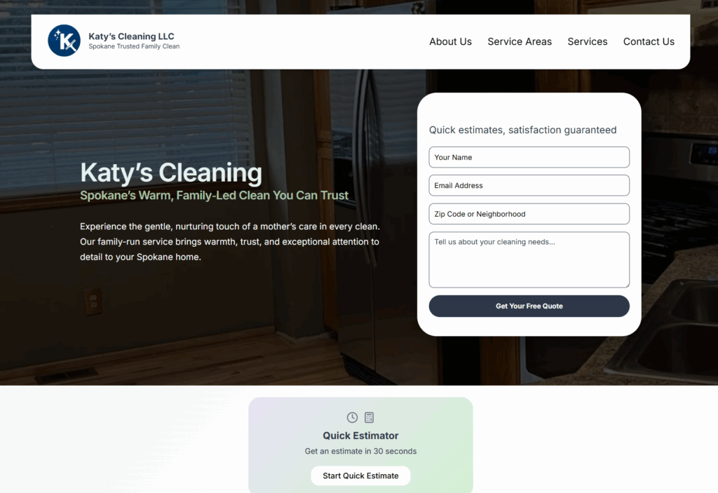 Katy's Cleaning LLC website design