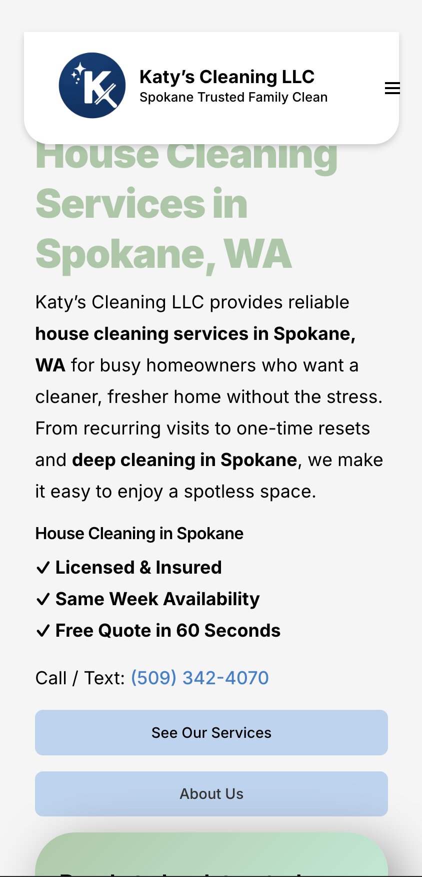 Katy's Cleaning — live site