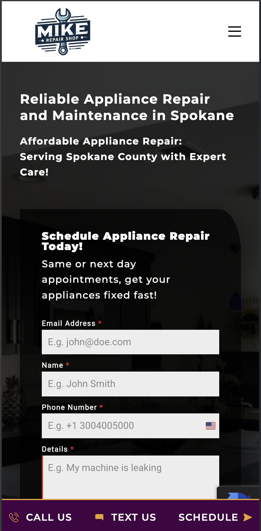 Mike's Repair Shop — live site