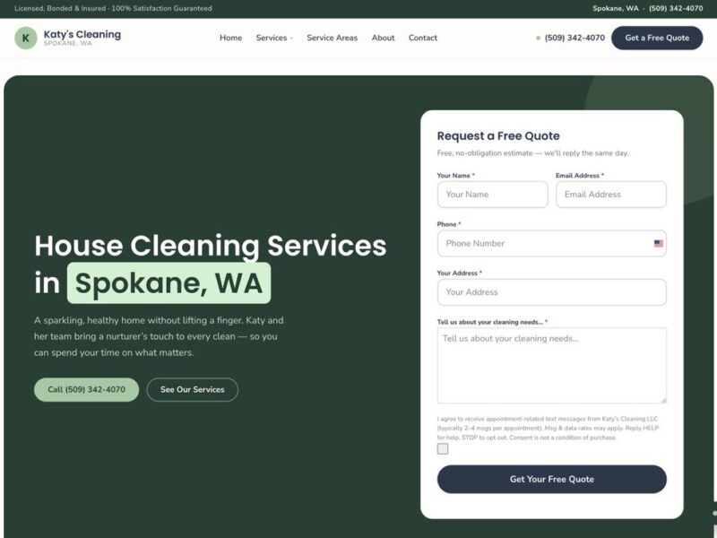 Website we built for Katy's Cleaning